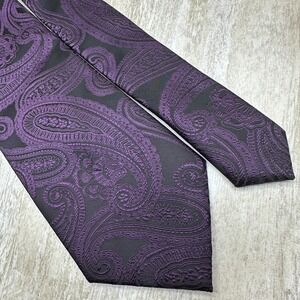 Imani Uomo Neck Tie‎ Purple Paisley Jacquard Textured